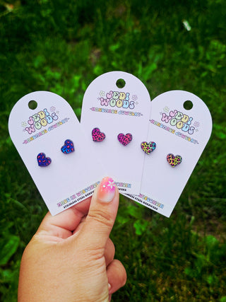 Bright Color Leopard Print Stud Earrings