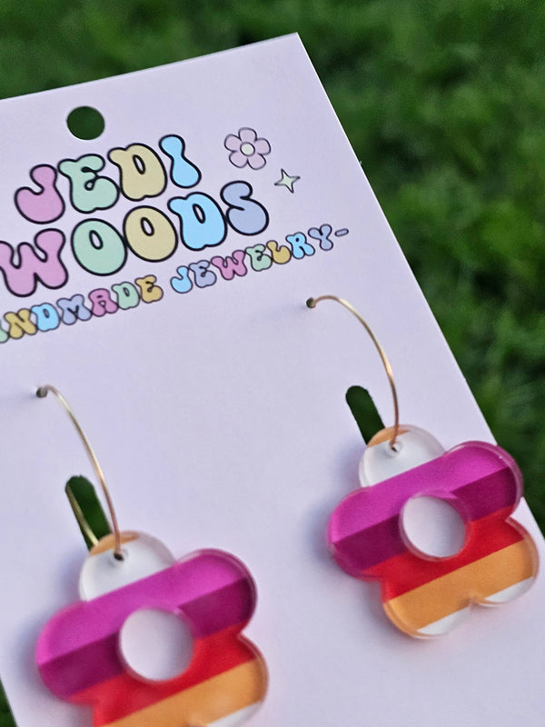 Lesbian Pride Flag Flower Earrings