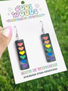 Rainbow Heart Bar Acrylic Earrings
