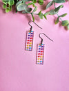 Rainbow Heart Bar Clear Acrylic Earrings