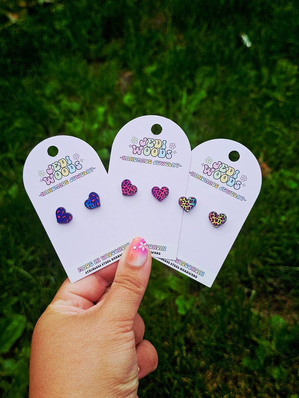 Bright Color Leopard Print Stud Earrings