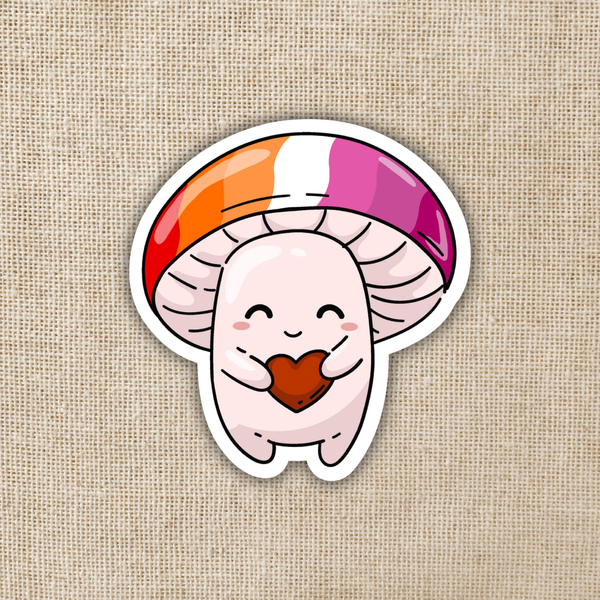 Lesbian Pride Flag Mushroom Sticker