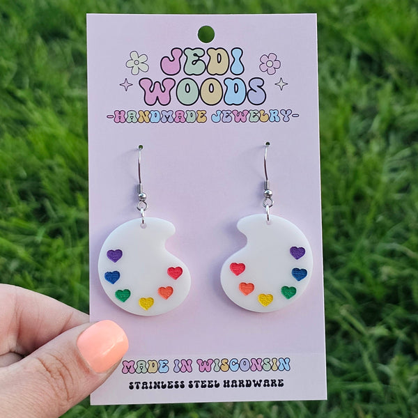 Rainbow Paint Pallet Acrylic Earrings
