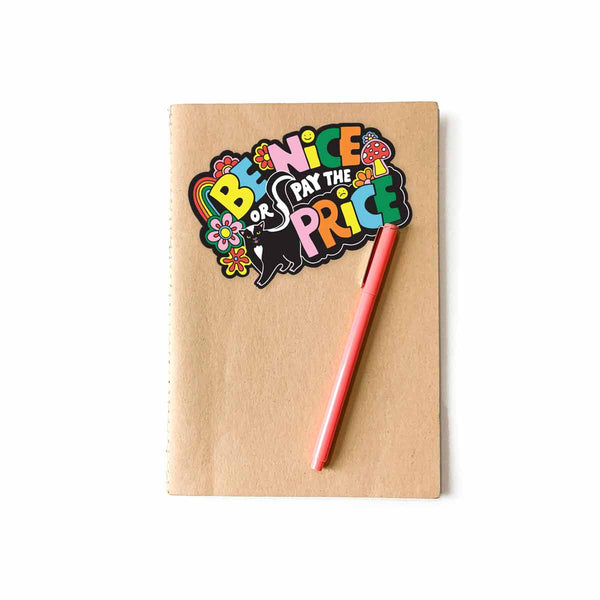 Be Nice or Pay the Price Retro Skunk Vinyl Sticker