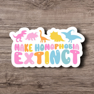 Make Homophobia Extinct Vinyl Dino Sticker