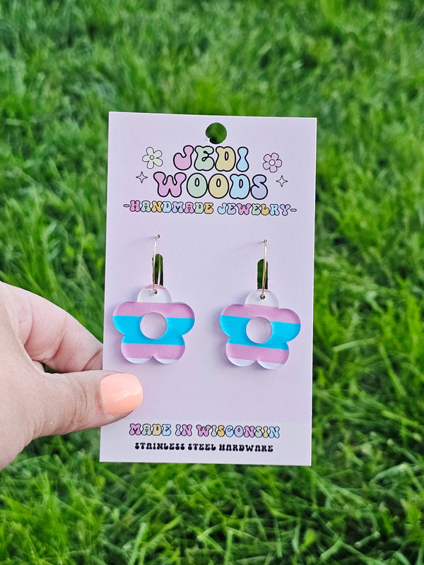 Transgender Flag Flower Earrings
