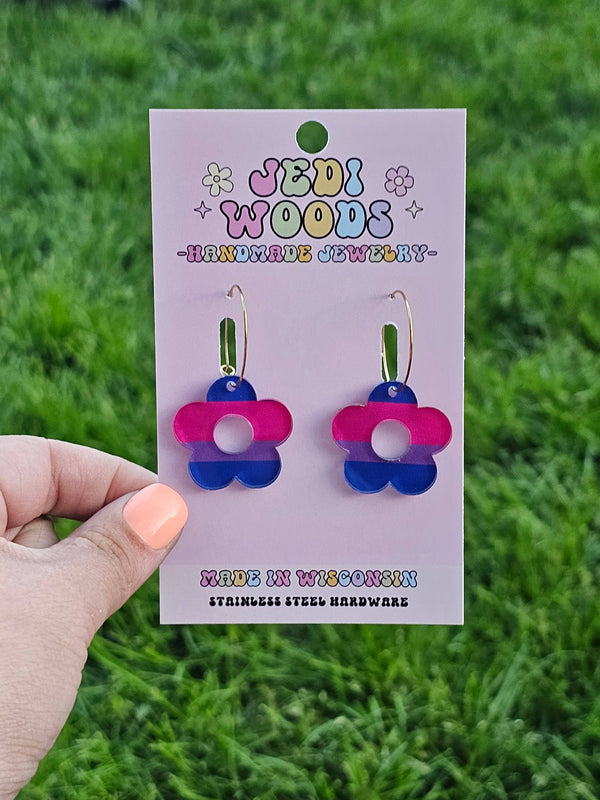 Bisexual Pride Flag Flower Earrings