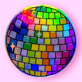 Holographic Rainbow Disco Ball Sticker