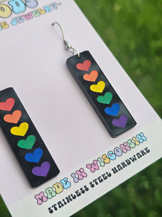 Rainbow Heart Bar Acrylic Earrings