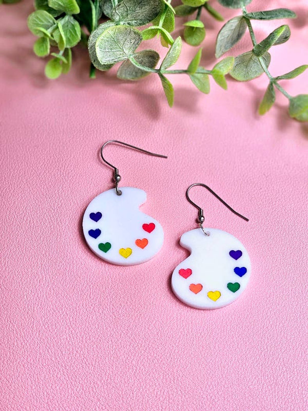 Rainbow Paint Pallet Acrylic Earrings