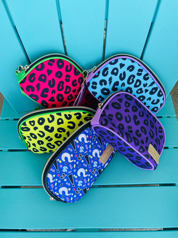 Yellow Electric Leopard Zip Makeup Pouch