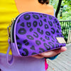 Purple Electric Leopard Zip Makeup Pouch