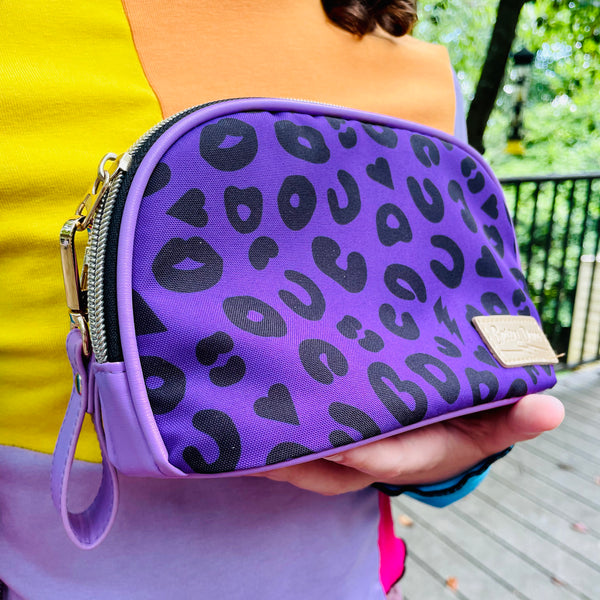 Purple Electric Leopard Zip Makeup Pouch