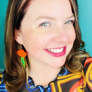 Neon Cloud and Lightning Bolt Acrylic Earrings