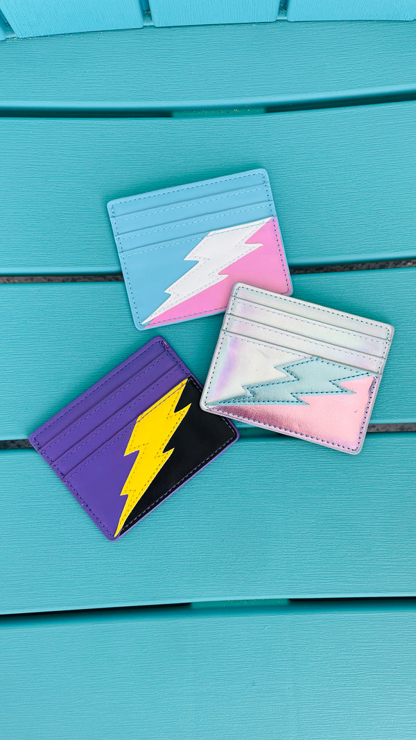 Lightning Bolt Card Wallet in Trans Pride
