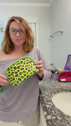 Yellow Electric Leopard Zip Makeup Pouch