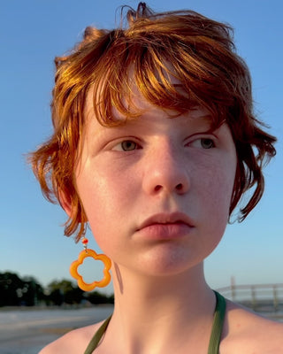 Yellow/Pink Flower Cut-Out Earrings