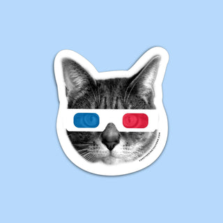 3D Glasses Cat Sticker