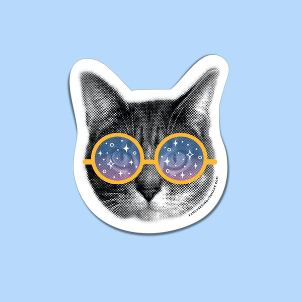 Seeing Stars Holographic Glasses Cat Sticker