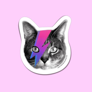 Holographic Bowie Cat Sticker