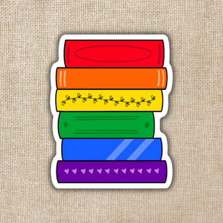 Rainbow Book Stack Flag Sticker