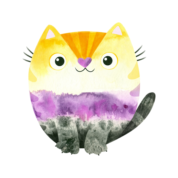 Non Binary Pride Cat Sticker, Pride Stickers