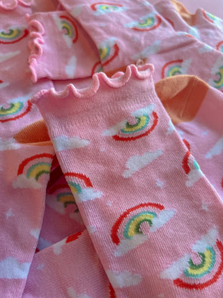 Rainbow Dream Pink Ruffle Socks