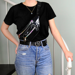 black pleather fanny pack
