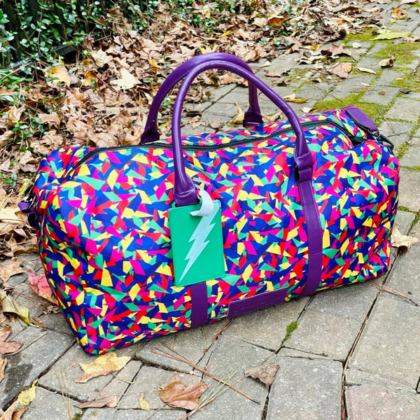 Rainbow Confetti Print Heather Duffel