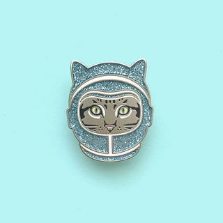 Glittering Space Helmet Cat Pin