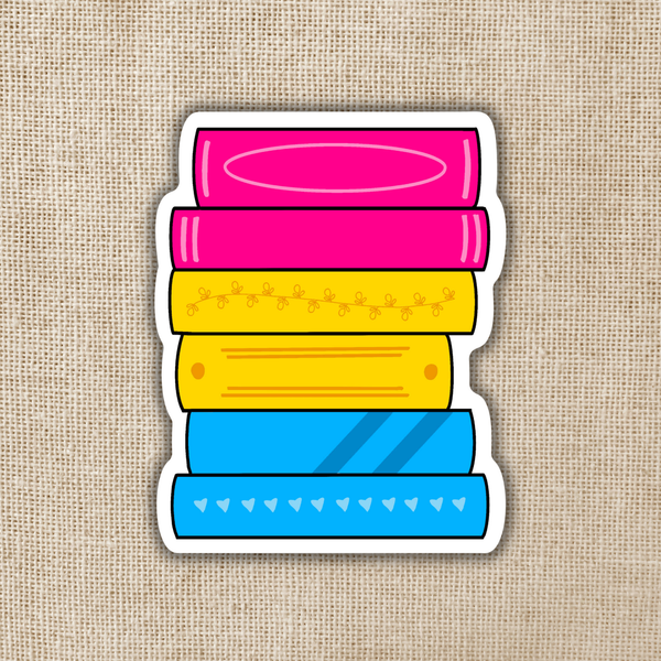 Pansexual Pride Book Stack Flag Sticker