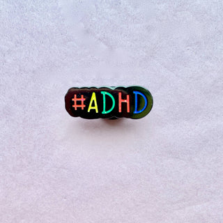 Rainbow ADHD Hashtag Enamel Pin
