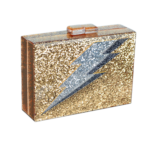 gold lightning bolt acrylic clutch