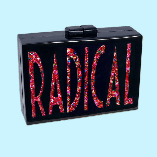 Hot Pink Confetti Radical Acrylic Cyndi Clutch