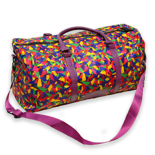 rainbow confetti print duffel bag