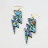 Metallic Confetti Mega Lightning Bolt Earrings