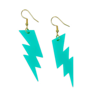 Teal Acrylic Lightning Bolt Earrings