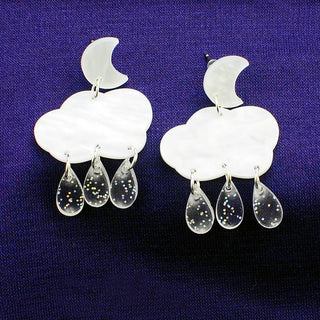 Pearly White Rain Cloud Earrings