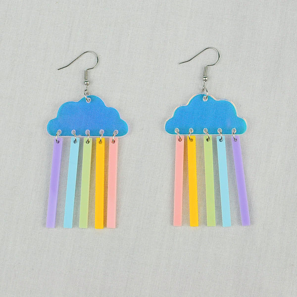 Pastel Iridescent Rain Cloud Acrylic Earrings