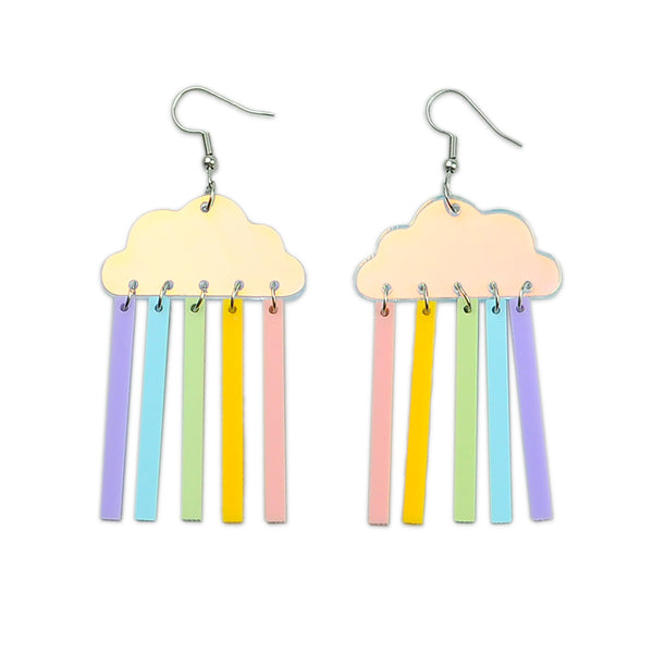 Pastel Iridescent Rain Cloud Acrylic Earrings