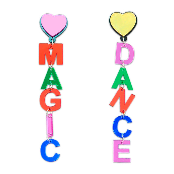 Dance Magic Mirror Letter Earrings