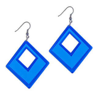 Neon Blue Translucent Geometric Earrings