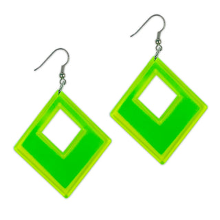 Neon Green Translucent Geometric Earrings