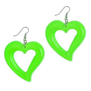 Neon Green Translucent Heart Earrings
