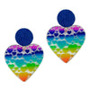 Ombre Rainbow Heart Acrylic Earrings