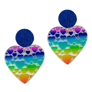 Ombre Rainbow Heart Acrylic Earrings