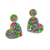 Rainbow Confetti Heart Earrings