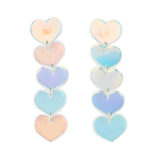 Iridescent Hearts Dangle Earrings