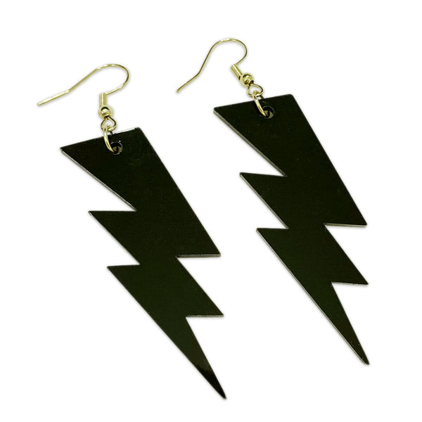 black lightning bolt earrings