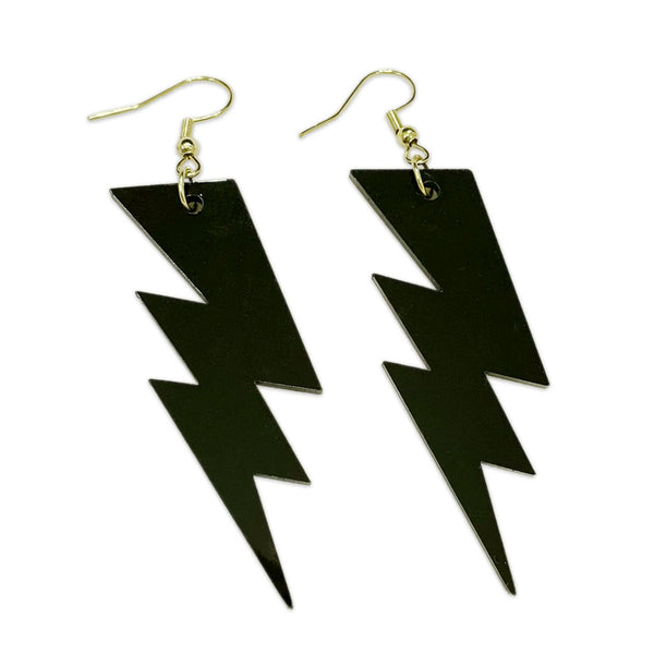 black lightning bolt earrings